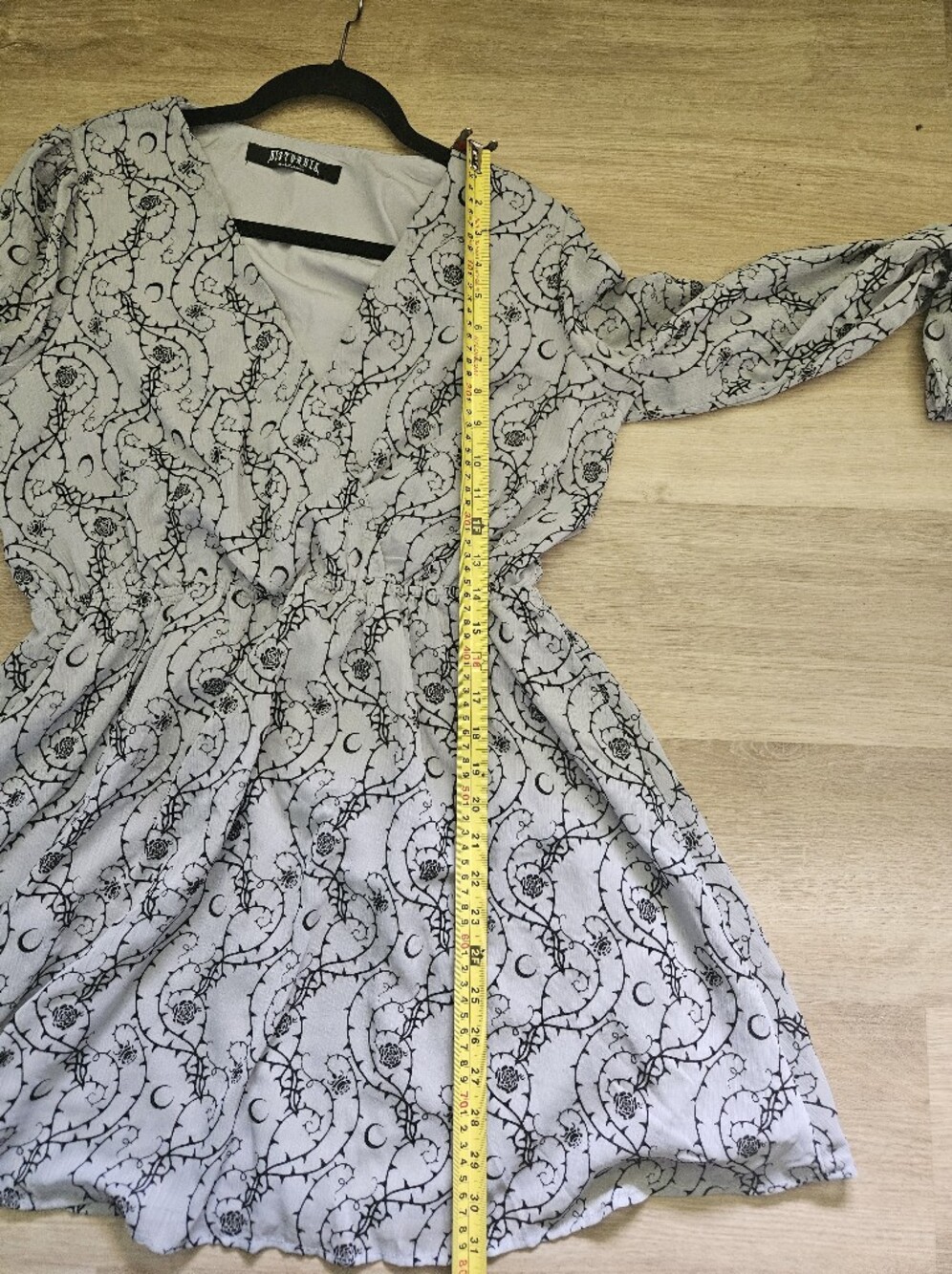 Rosethorn Flocked Velour Chiffon Faux Wrap Mini Dress Size 10 - Picture 7 of 13